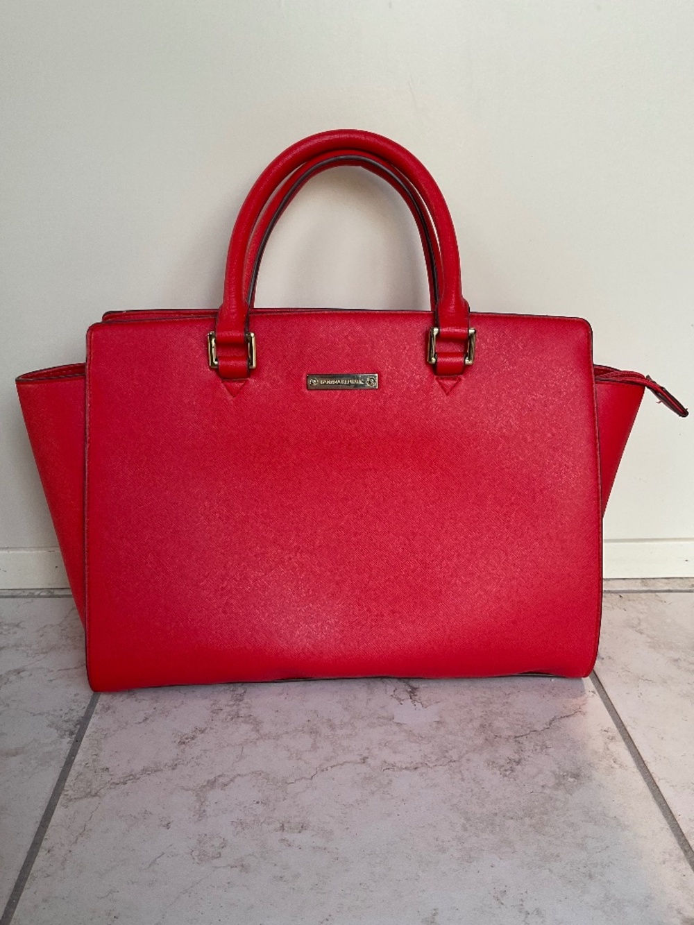 Banana Republic Satchel Handbag Tote Faux Leather Textured Saffiano-style